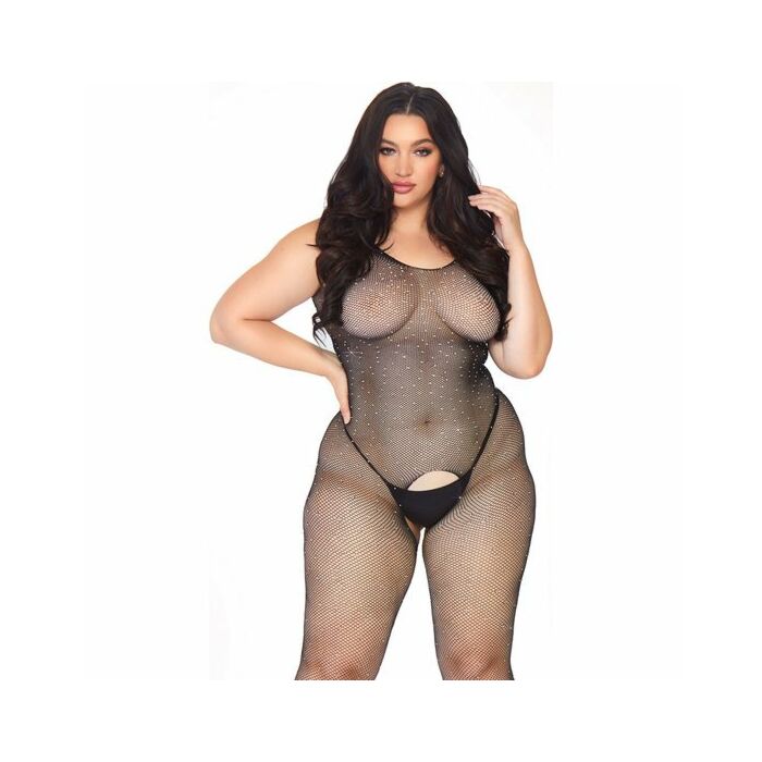 Beinallee kristallisiertes Netz Bodystocking 1x-2x
