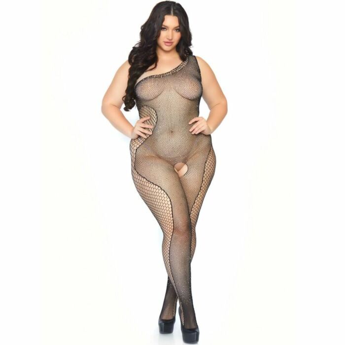 Beinallee asymmetrisches Bodystocking 1x-2x