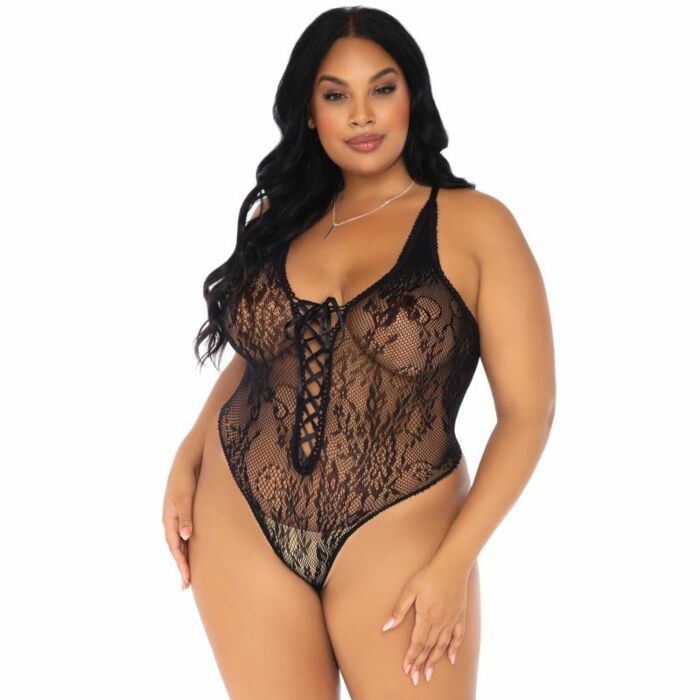 Leg Avenue Blumenspitze Tanga Teddy plus Größe