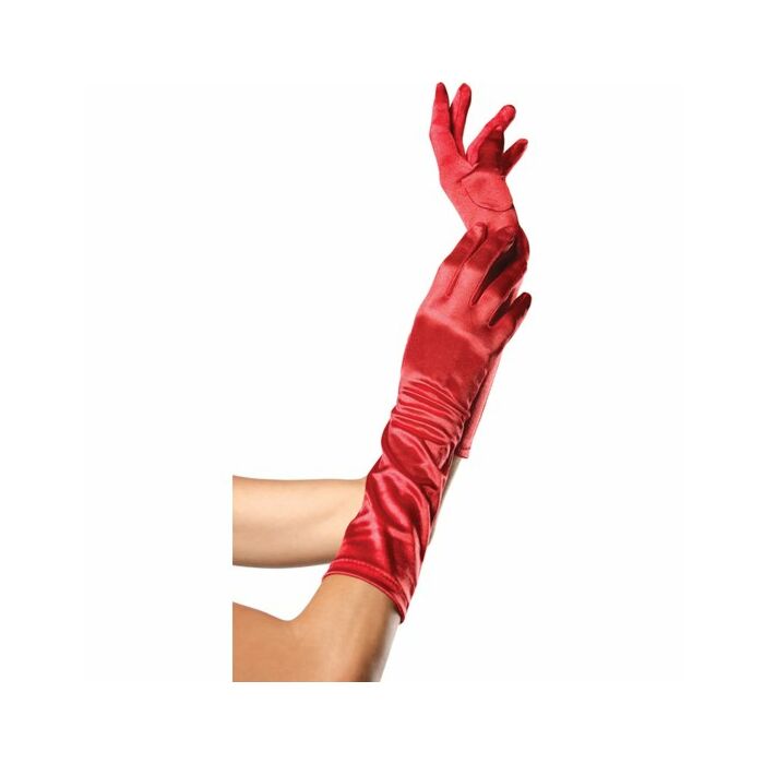 Leg Avenue roten Satin-Handschuhe