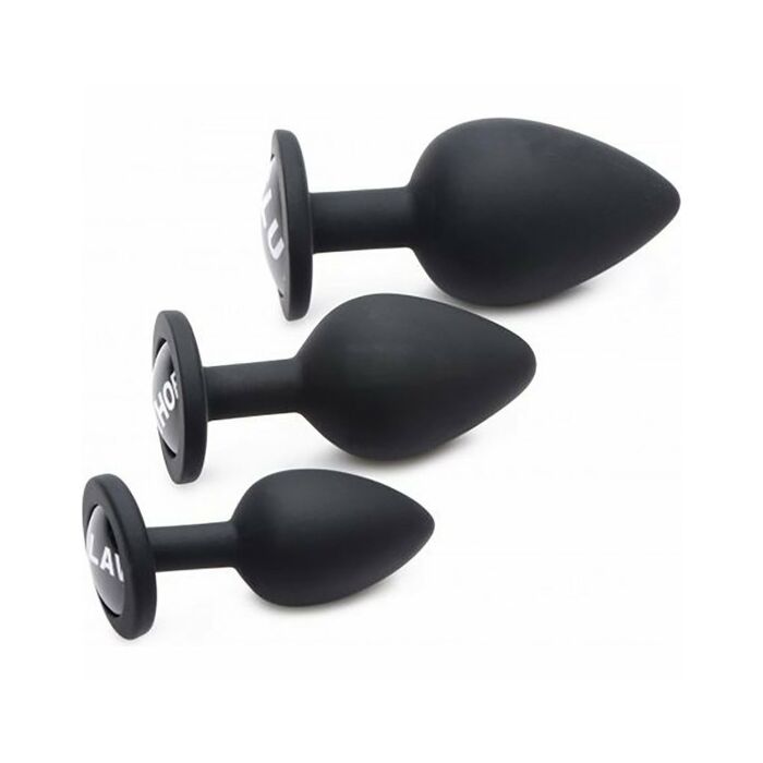 Schmutzige Worte Silikon Anal Plug Set - schwarz