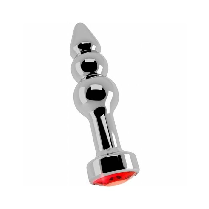 Reiche anal r3 Silber Stopper 10 cm mit roter Saphir