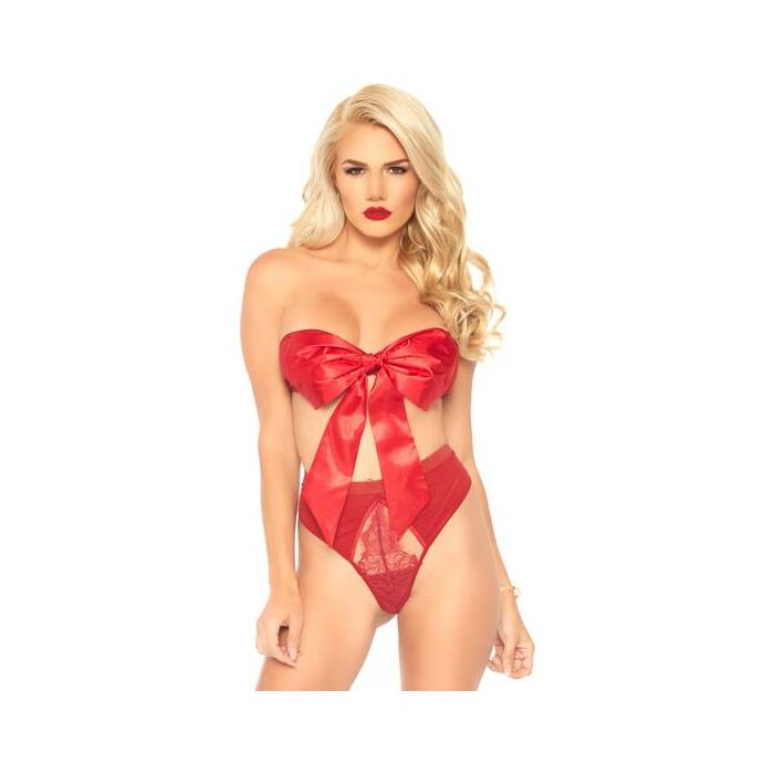 Satin Bandeau Schleife und Tanga Set - rot