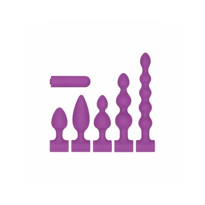 Silikon USB-wiederaufladbares Anal-Set lila