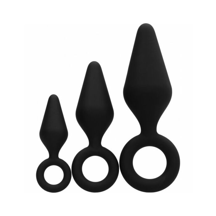 Silikon Butt Plug Set - schwarz