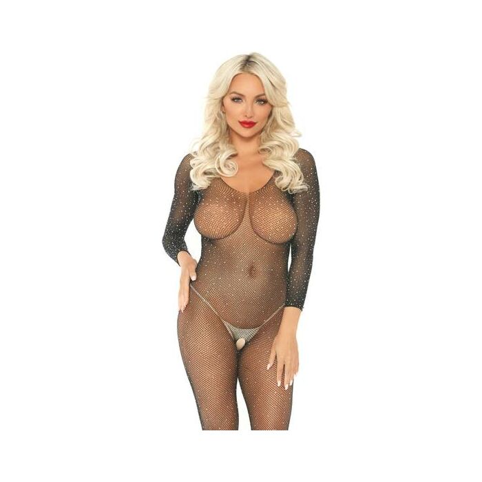 Beinallee Fischnetzärmel Bodystocking eine Größe