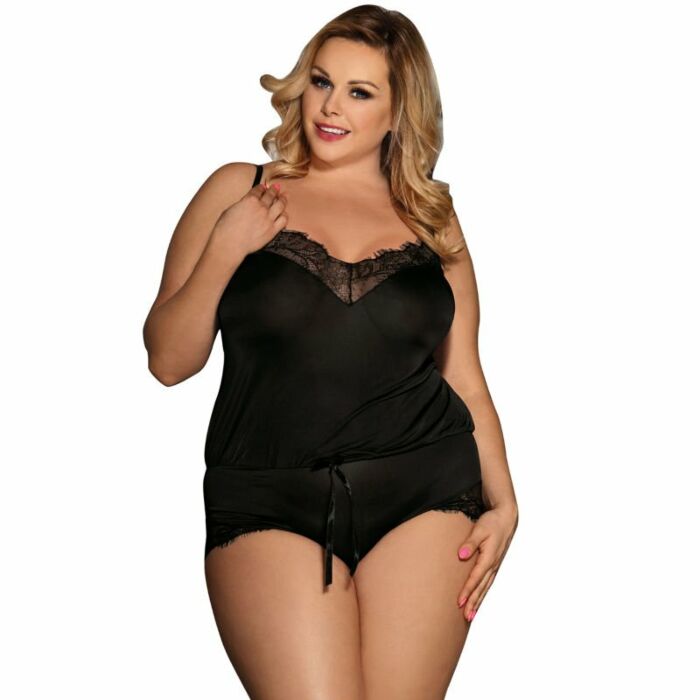 Subblime Queen plus Blumenmotive schwarzer Teddy