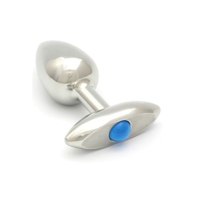 Rosebuds gepresstem Stahl analplug Glas 65 x 30mm Aquamarin