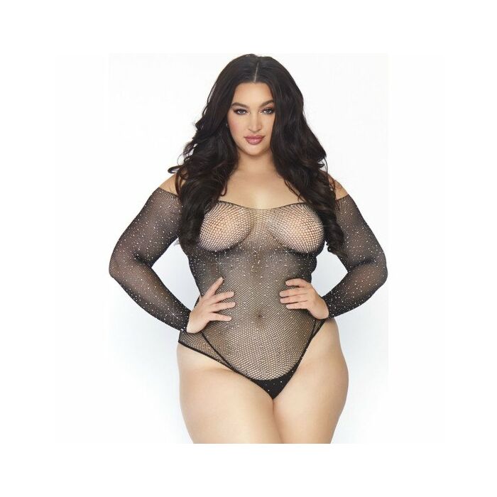 Leg Avenue kristallisierte Fischnetz Bodystocking 1x-2x