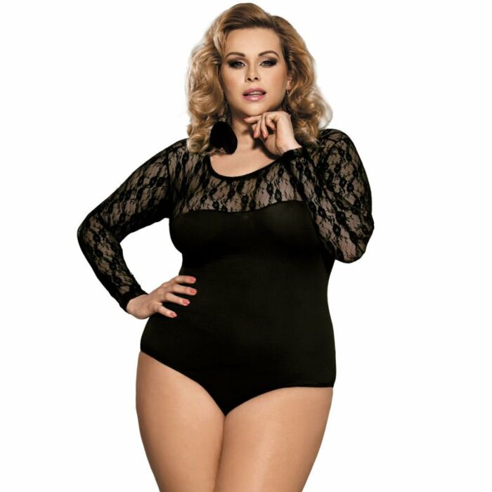 Subblime Queen plus langärmeliger schwarzer Teddy