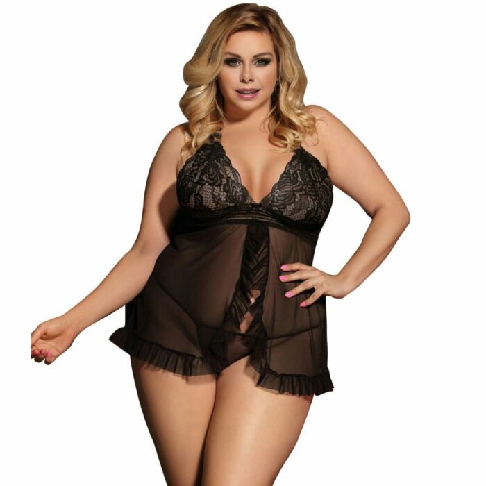 Subblime Queen plus offenes Babydoll schwarz