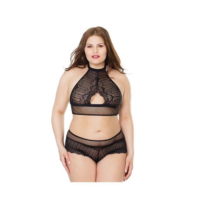 Neckholder-Top und Culot-Set - schwarz