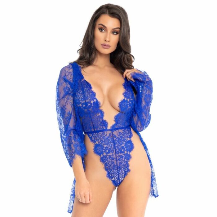 Leg Avenue Teddy und Robe blau m