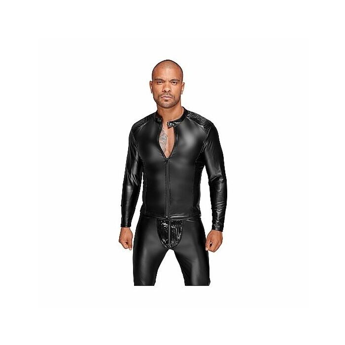 Wetlook Jacke mit PVC-Falten - schwarz