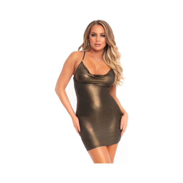 Funkelndes Kleid mit drapiertem Ausschnitt - Gold