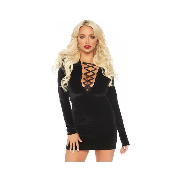 Samt langärmliges Kleid schwarz