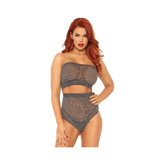Leg Avenue 2 Stück Set Lurex Spandex Top und Slip eine Größe