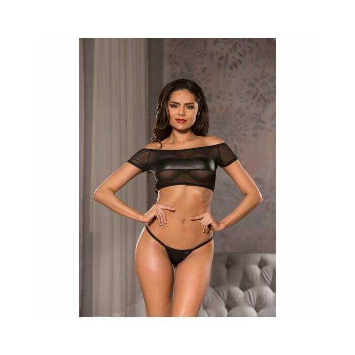 Top Set mit Tanga - schwarz