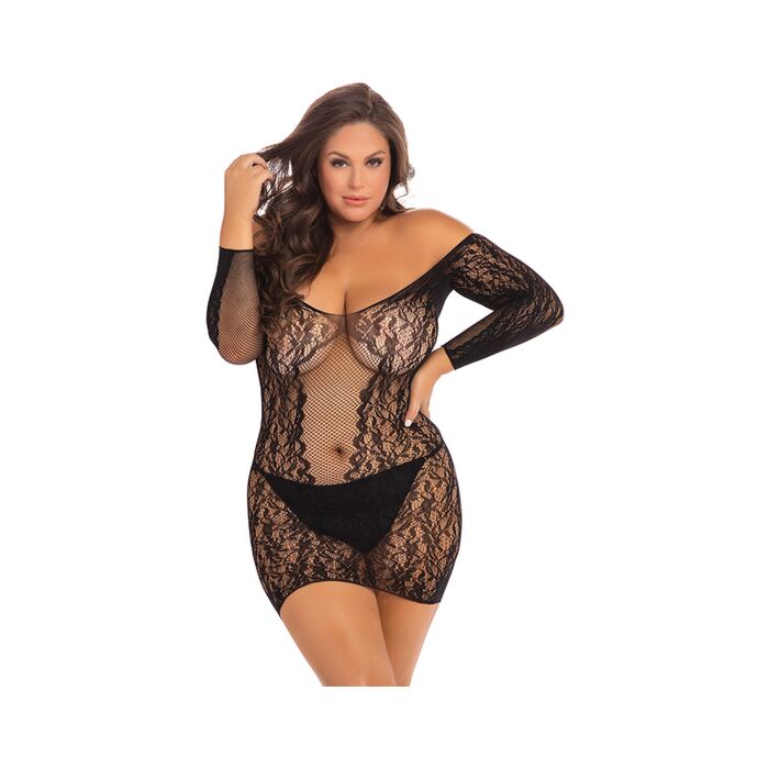 Zurückhaltendes Langarm-Minikleid - schwarz