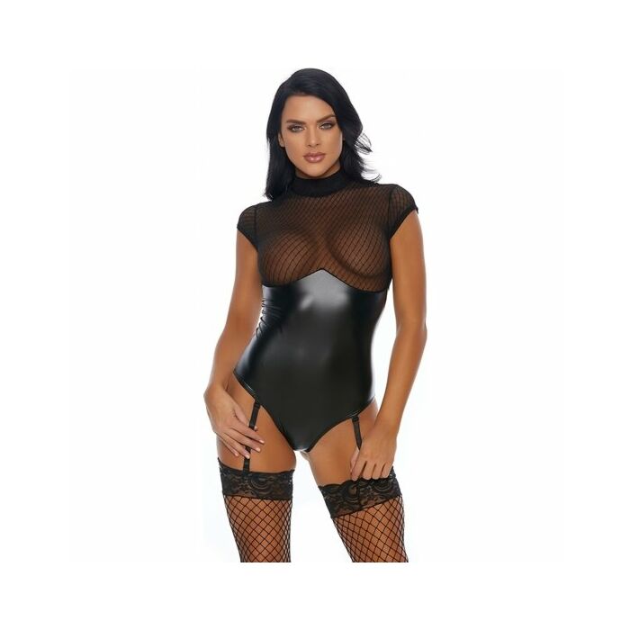 Schwüle Füchsin Teddy mit Strumpfbändern schwarz