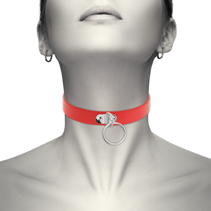 Rotes elegantes Halsband aus veganem Leder - Sinnliches Accessoire