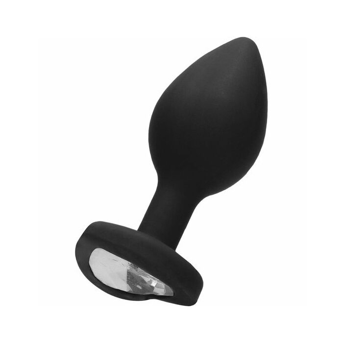 Diamant Herz Butt Plug - groß - schwarz