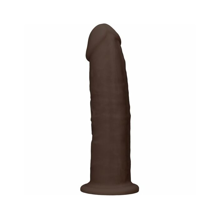 Silikondildo ohne Kugeln - 15,3cm - braun