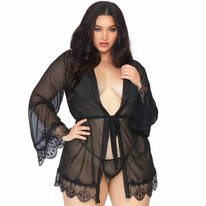 Leg Avenue Robe Gürtel und Tanga schwarz 1x-2x