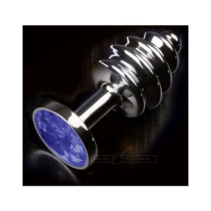 Analplug gerippt Schmuck silber / blau