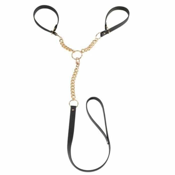 Handschellen mit brauner Leine