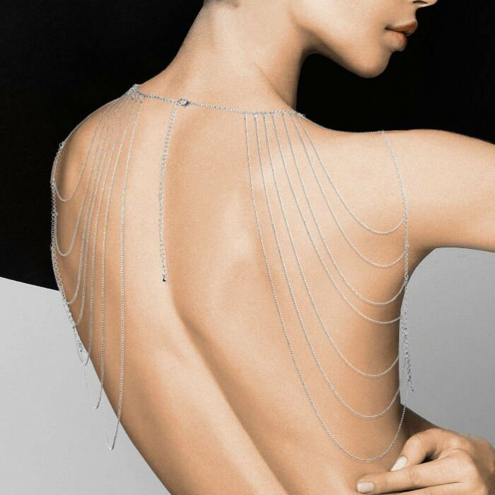 Magnifique Metallic Kette Schultern & Rücken Schmuck Silber