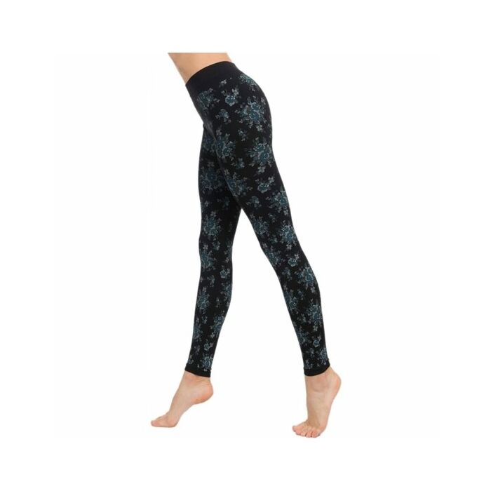 Schwarze Leggings mit Blumendruck