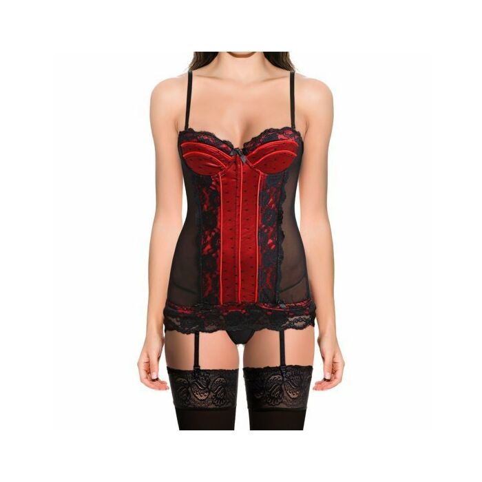 Schwarz / rotes Vamp Mieder