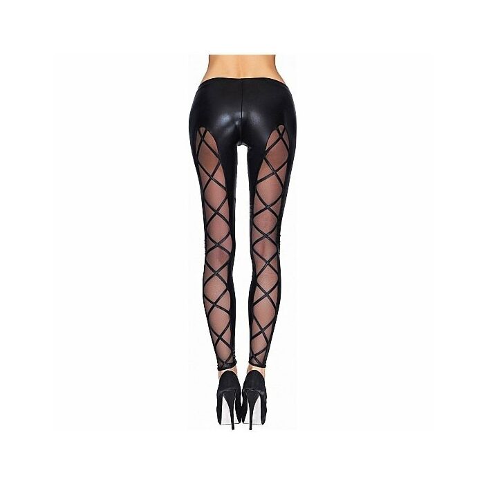 Camiri Wetlook und Mesh Leggings - schwarz