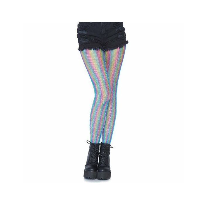 Lurex Regenbogen Netzstrumpfhose - blau