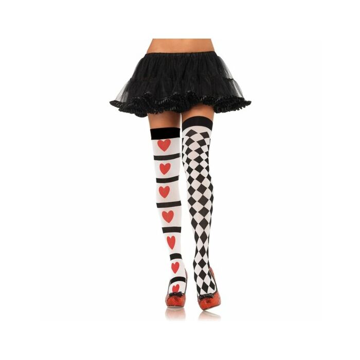 Leg Avenue Socken mit Harlekin-Druck und Herzen