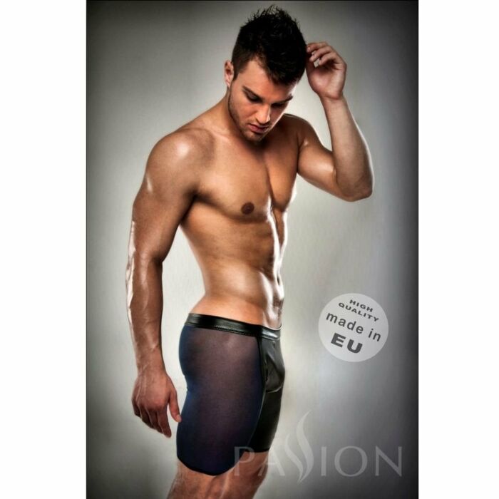 Schwarzer Boxer 026 transparentes langes Leder s / m
