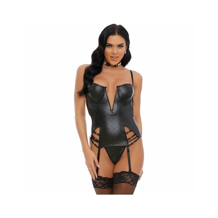 Hauptstich Bustier gesteppte Dessous Set schwarz