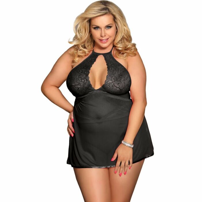 Subblime Queen plus Neckholder Babydoll schwarz