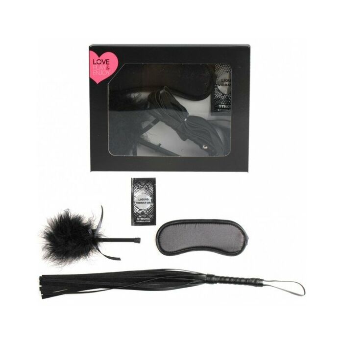 Secretplay erstes Kit BDSM Feder + Monodose + Peitsche + Augenbinde
