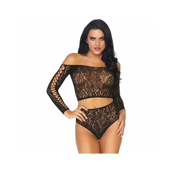 Leg Avenue 2 Stück Set Top und Tanga mit hoher Taille