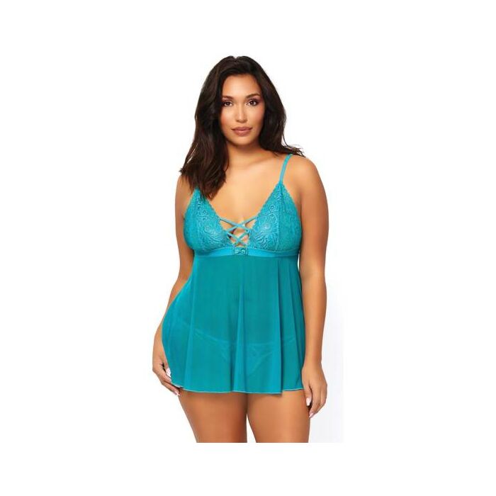 Leg Avenue Mesh Babydoll & String blau