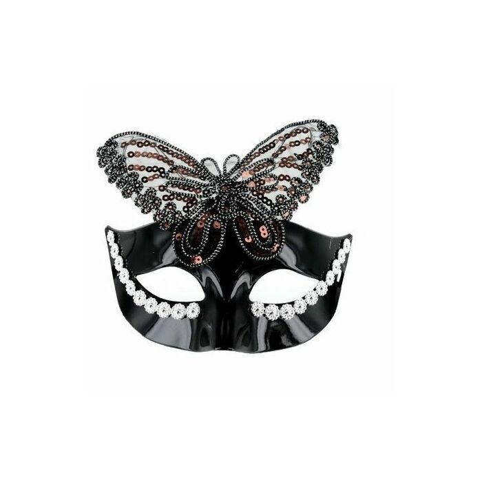 Venezianische Maske Schmetterling schwarz lackiert