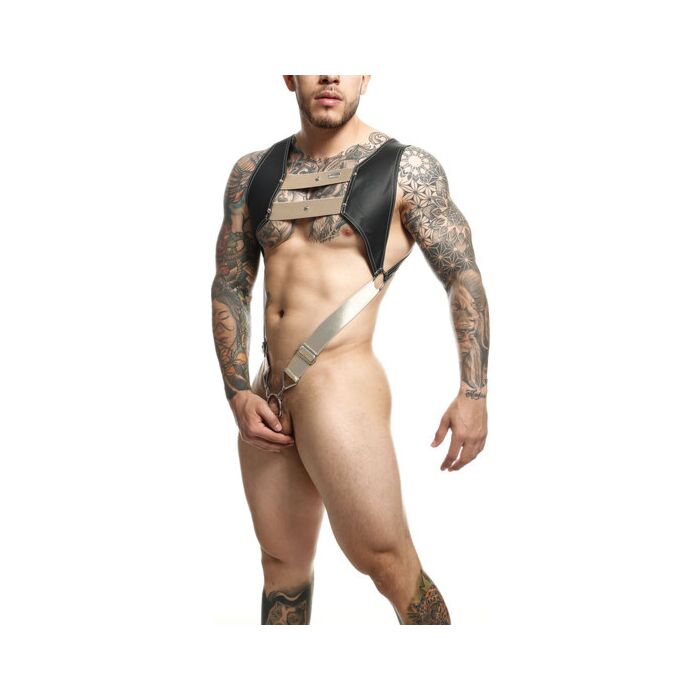 DNGEON Harness mit goldenem Oberem Ring - BDSM Cockring Harness