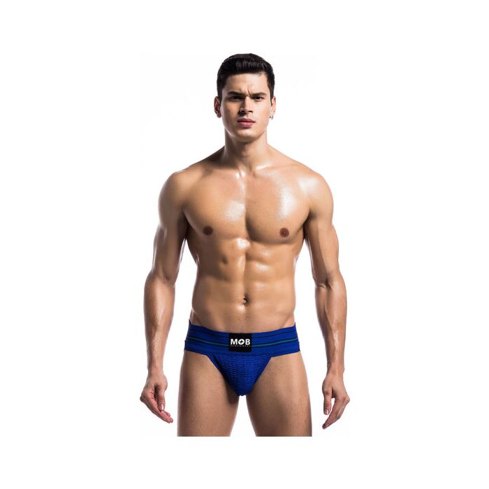 Klassisches breites blaues Jockstrap-Fetisch - Sexshop