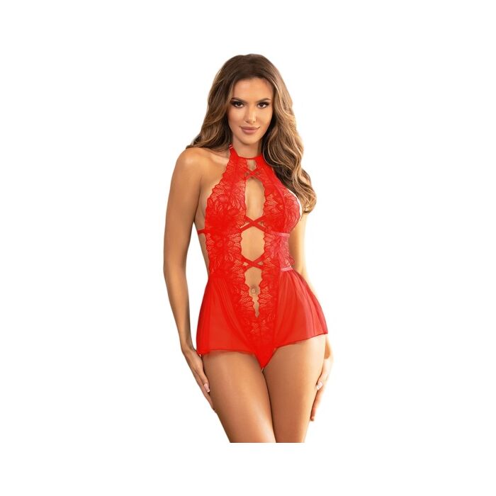 Divines Spitzenbody in Rot 4XL-5XL