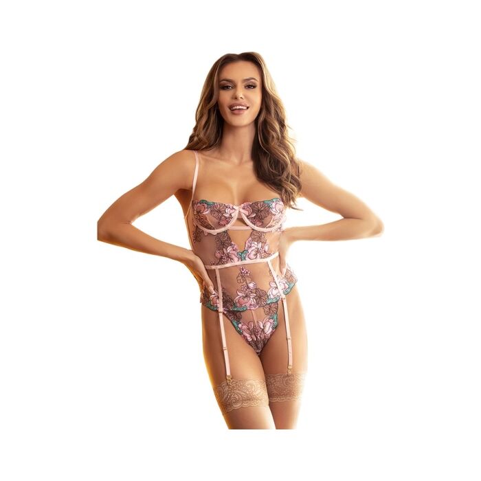 Dessous 3XL Offener Rosafarbener Blumenprint
