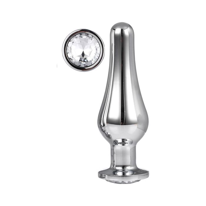 Glanzvolles Silbernes Vergnügen - Analer Aluminiumplug mit Schmuck