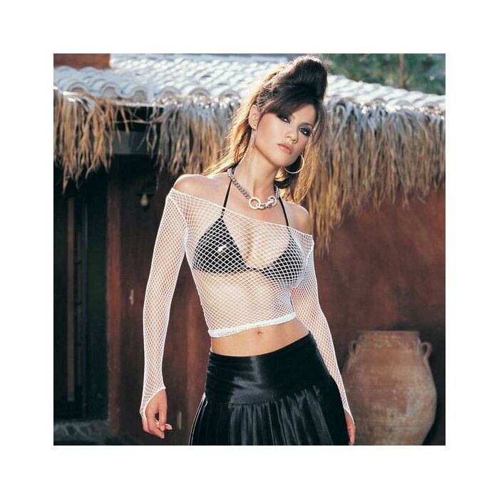 Leg Avenue Langarm-Shirt weiß industrielles Netzwerk