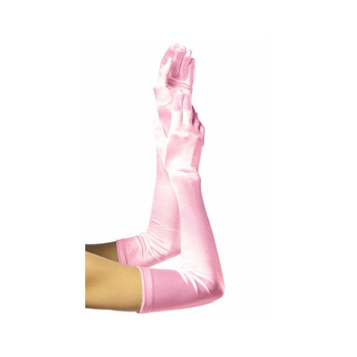 Leg Avenue klar rosa Satin-Handschuhe extra lang